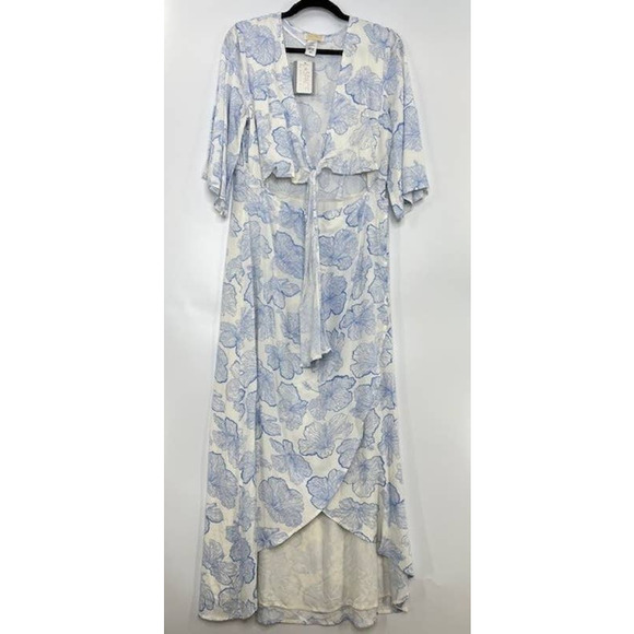L*Space Kellen Dress in Hibiscus Tie Front Maxi Dress Floral Boho Size Large - Picture 5 of 8